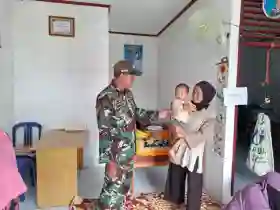 Sertu Sarju Cek dan Data Anak Stunting di Kampung Tualang