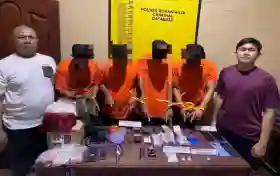 Empat Tersangka di Tangkap,Polsek Bangko Pusako,Rohil Amankan 43,3 Gram Sabu dan Ratusan Amunisi.