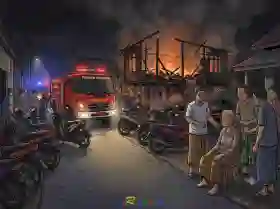Rumah Semi Permanen Ludes Terbakar di Bagansiapiapi, Korban Hanya Sisakan Pakaian di Badan