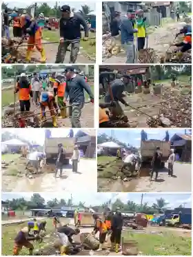 Di Ikuti 500 PNS, P3K dan Petugas Kebersihan dan Taman Dinas LH Rohil Bersihkan Sampah Pasar Bintang