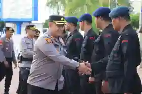 Polres Dumai Gelar Apel Pelepasan Brimob Polda Riau