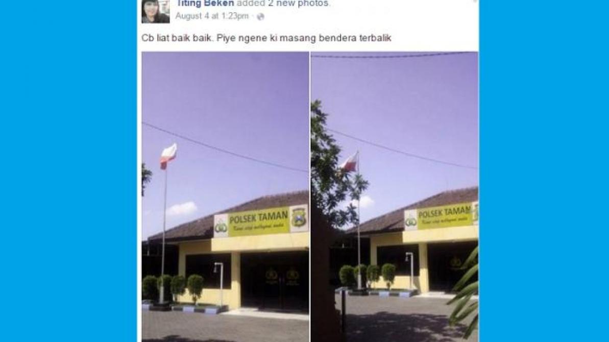 Foto Bendera Terbalik di Kantor Polisi Jadi Viral | Peristiwa