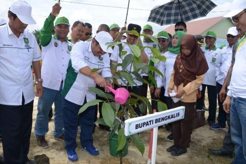 Bupati Amril Mukminin Ajak Warga Kabupaten Bengkalis Tingkatkan Gerakan Menanam Pohon | Sosial,